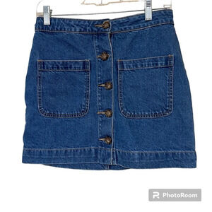 Free People We The Free Denim "Don’t Get Me Wrong" Button Skirt size 26